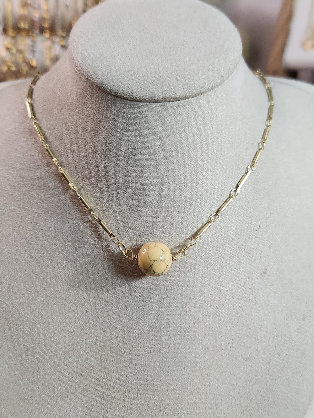 14k Gold Plated Howlite Necklace